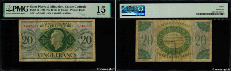 Country : SAINT PIERRE AND MIQUELON 
Face Value : 20 Francs  
Date : (1943) 
Per...