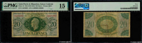 Country : SAINT PIERRE AND MIQUELON 
Face Value : 20 Francs  
Date : (1943) 
Period/Province/Bank : Caisse Centrale de la France Libre 
Catalogue refe...