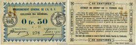 Country : SENEGAL 
Face Value : 50 Centimes  
Date : 11 février 1917 
Period/Province/Bank : Gouvernement Général de l'A.O.F. 
Catalogue reference : P...
