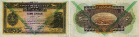 Country : SYRIA 
Face Value : 5 Livres  
Date : 01 septembre 1939 
Period/Province/Bank : Banque de Syrie et du Liban 
Catalogue reference : P.41d 
Al...