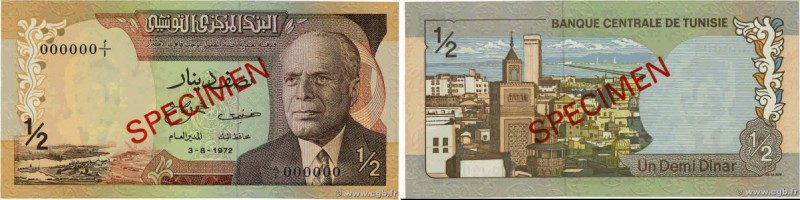Country : TUNISIA 
Face Value : 1/2 Dinar Spécimen 
Date : 03 août 1972 
Period/...