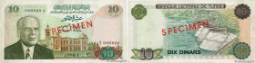 Country : TUNISIA 
Face Value : 10 Dinars Spécimen 
Date : 15 octobre 1980 
Period/Province/Bank : Banque de l'Afrique Occidentale 
Catalogue referenc...