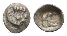 ASIA MINOR. Uncertain. Obol (Circa 5th-4th centuries BC).
Obv: Uncertain, possibly head of lion facing.
Rev: Head of lion right, with annulet in ope...