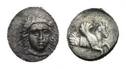 CILICIA. Uncertain. Hemiobol (4th century BC).
Obv: Head of Athena facing bust.
Rev: Forepart of Pegasos right.
Roma 4, lot 1857; otherwise unpubli...