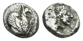ASIA MINOR or Ionia.Hemidrachm.
Obv: Protome of a winged griffin to right, forelegs extended with talons outstretched.
Rev. Female head rigth.
Appa...