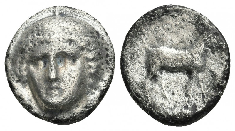 THRACE. Ainos. Circa 374/3-372/1 BC. AR Tetradrachm.
Obv: Head of Hermes facing...