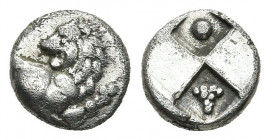 THRACE. Chersonesos. Hemidrachm (Circa 386-338 BC).
Obv: Forepart of lion right, head left.
Rev: Quadripartite incuse square with alternating raised...