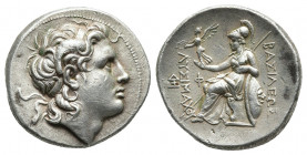 KINGS OF THRACE. Lysimachos (305-281 BC). Tetradrachm. Lampsakos.
Obv: Diademed head of the deified Alexander right, wearing horn of Ammon.
Rev: ΒΑΣ...
