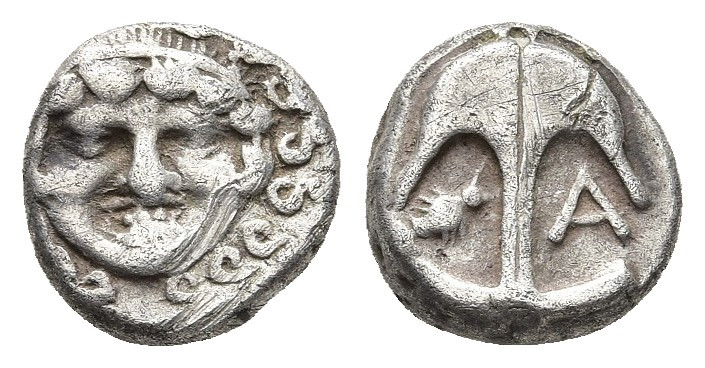 THRACE. Apollonia Pontika. Drachm (Late 5th-4th centuries BC).
Obv: Upright anc...