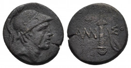 PONTOS. Amisos. Ae (Circa 111-105 or 95-90 BC). Struck under Mithradates VI Eupator.
Obv: Helmeted head of Ares right.
Rev: AMI - ΣOV.
Sword in she...