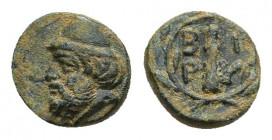 TROAS. Birytis. Ae (Circa 350-300 BC).
Obv: Bearded head of Kabeiros left, wearing pilos.
Rev: B - I / P - Y.
Club within wreath.
Cf. SNG von Aulo...