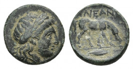 TROAS. Neandria. Ae (Late 4th century BC).
Obv: Laureate head right.
Rev: NEAN.
Horse grazing right; in exergue, barley grain left.
SNG Ashmolean ...