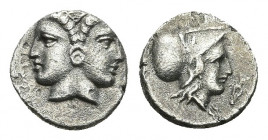 MYSIA. Lampsakos. Obol (4th century BC).
Obv: Janiform female head.
Rev: Helmeted head of Athena right within incuse circle.
SNG BN -; cf. Weber 51...