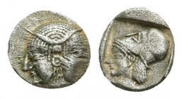 MYSIA. Lampsakos. Obol (Circa 500-450 BC).
Obv: Janiform female head.
Rev: Helmeted head of Athena left within incuse square.
SNG France 1127 ff.
...