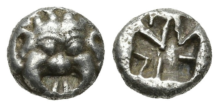 MYSIA. Parion. Drachm (5th century BC).
Obv: Facing gorgoneion with protruding ...