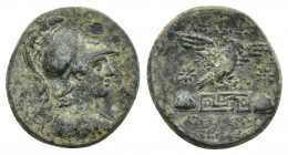 PHRYGIA. Apameia. Ae (Circa 88-40 BC). Phainippos and Drakon, magistrates.
Obv: Helmeted bust of Athena right.
Rev: AΠΑΜΕΩN / ΦAINIΠΠOY / ΔPAKONTOΣ....