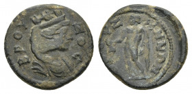 PHRYGIA. Bruzus. Pseudo-autonomous (Circa 2nd-3rd centuries). Ae.
Obv: BΡΟVΖΟC.
Turreted head of Tyche right.
Rev: BPOYZHNΩN.
Hermes standing left...