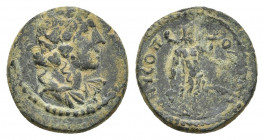 PHRYGIA. Dionysopolis. Pseudo-autonomous. Time of Septimius Severus to Caracalla (193-217). Ae.
Obv: Draped bust of Dionysus right, wearing ivy wreat...