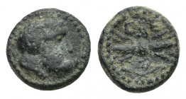 PISIDIA. Selge. Ae (2nd-1st centuries BC).
Obv: Head of Herakles right, with club over shoulder.
Rev: Σ - Ε - Λ.
Thunderbolt and arc terminating in...