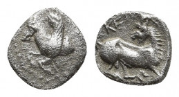 CILICIA. Kelenderis. Obol (Circa 410-375 BC).
Obv: Forepart of Pegasos left.
Rev: ΚΕΛ.
Goat kneeling right, head left; all within incuse circle.
G...