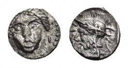 CILICIA. Tarsos. Tarkumuwa (Datames) [?] (Satrap of Cilicia and Cappadocia, 384-361/0 BC). Obol.
Obv: Female head facing slightly left.
Rev: Helmete...