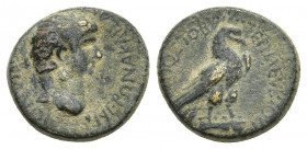 PHRYGIA, Amorium. Nero. AD 54-68. Ae. Lucius Julius Katon, magistrate.
Obv: Laureate head right.
Rev: Eagle standing right.
RPC I 3240; SNG Copenha...