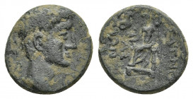 PHRYGIA. Sebaste. Augustus (27 BC-14 AD). Ae. Sosthenes, magistrate. Obv: ΣEBAΣΤΟΣ. Bare head right. Rev: ΣΩΣΘΕΝΗΣ ΑΓΝΟΣ ΣΕΒΑΣΤΗΝΩΝ. Zeus seated left ...