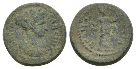 MYSIA. Hadriani ad Olympum. Sabina (Augusta, 128-136/7). Ae.
Obv: ϹΑΒΕΙΝΑ ϹΕΒΑϹΤΗ.
Draped bust right.
Rev: ADRIANEWN, Artemis Phosphoris wlking rig...
