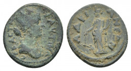MYSIA. Hadriani ad Olympum.Faustina Junior.( 147-175 ).Ae.
Obv : ΦAVCTEINA CEBACTH.
Draped bust of Faustina Junior to right.
Rev : AΔPIANΩN.
Tyche...