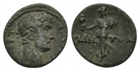 PAMPHYLIA. Side. Hadrian (117-138). Ae. Obv: AY KAICAP TPAIANOC AΔPIANOC CЄ. Laureate and cuirassed bust right. Rev: CIΔH - TωN. Athena, holding poppy...