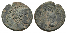 PHRYGIA. Siblia. Augustus (27 BC-14 AD). Ae. Ioulios Kallikles, son of Kallistratos, magistrate.
Obv: ΣΕΒΑΣTOΣ.
Bare head of Augustus right; lituus ...