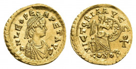 LEO I (457-474). GOLD Semissis. Constantinople.
Obv: D N LEO PERPET AVG.
Diademed, draped and cuirassed bust right.
Rev: VICTORIA AVGG / CONOB.
Vi...