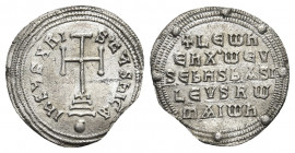 LEO VI the WISE (886-912). Miliaresion. Constantinople.
Obv: IҺSЧS XRISTЧS ҺICA.
Cross potent set upon three steps; globus below.
Rev: + LЄωҺ / ЄҺ ...