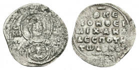 ROMANUS IV DIOGENES (1068-1071). 2/3 Miliaresion. Constantinople.
Obv: MHP - ΘV.
Facing bust of the Virgin Mary, holding Christ medallion on breast....