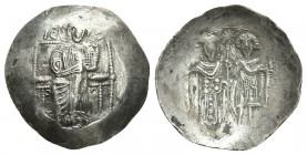 EMPIRE OF NICAEA. Theodore I Comnenus-Lascaris (1208-1222). EL Aspron Trachy. Magnesia.
Obv: IC - XC.
Christ Pantokrator seated facing on throne; st...