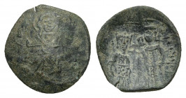EMPIRE OF NICAEA. John III Ducas-Vatazes (1222-1254). Trachy. Thessalonica.
Obv: MP - ΘV.
Virgin Mary orans standing facing, flanked by two stars.
...