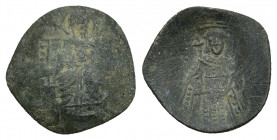 EMPIRE OF NICAEA. Theodore I Comnenus-Lascaris (1208-1222). Trachy. Nicaea.
Obv: Christ Pantokrator seated facing on throne.
Rev: Theodore standing ...