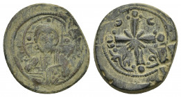 ANONYMOUS FOLLES. Class I. Attributed to Nicephorus III Botaniates (1078-1081).
Obv: IC - XC.
Facing bust of Christ Pantokrator.
Rev: Latin cross, ...
