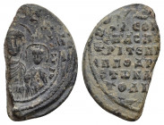 BYZANTINE LEAD SEALS. Uncertain (Circa 11th century).
Obv: Bust of the Virgin Mary facing slightly right, holding Holy Infant.
Rev: Legend in six li...