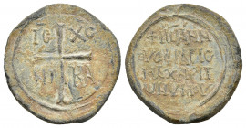 BYZANTINE EMPIRE. Lead seal. Uncertain (Circa 9th-10th centuries).
Obv: IC - XC / NI - KA.
Patriarchal cross set upon two steps.
Rev: Legend in Fou...