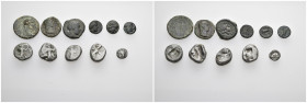11 Greek bronze and silver coins.
Obv: .
Rev: .
.
Condition: See picture.
Weight: g.
Diameter: mm.
