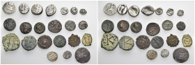 22 Greek - roman mixed coins.
Obv: .
Rev: .
.
Condition: See picture.
Weight: g.
Diameter: mm.