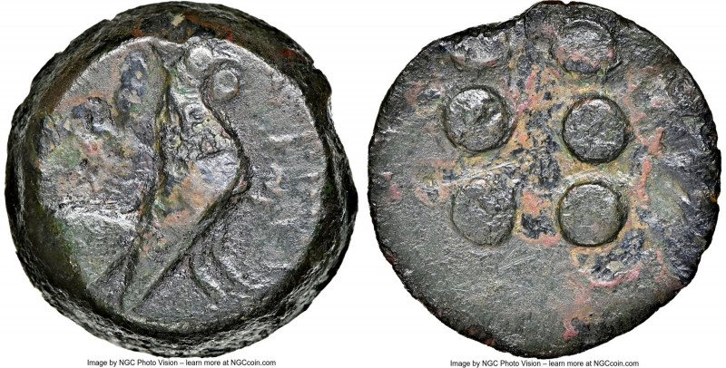 SICILY. Panormus (Ziz). Ca. 415-405 BC. AE hemilitron (23mm). NGC Choice Fine, s...