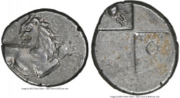 THRACE. Chersonesus. Ca. 4th century BC. AR hemidrachm (14mm). NGC XF. Persic standard, ca. 480-350 BC. Forepart of lion right, head reverted / Quadri...