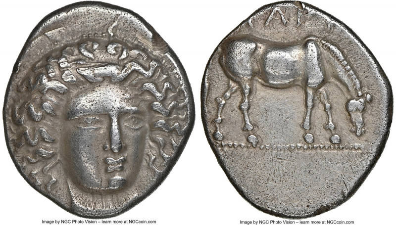 THESSALY. Larissa. Ca. 400-365 BC. AR drachm (20mm, 6h). NGC XF, scuffs. Head of...