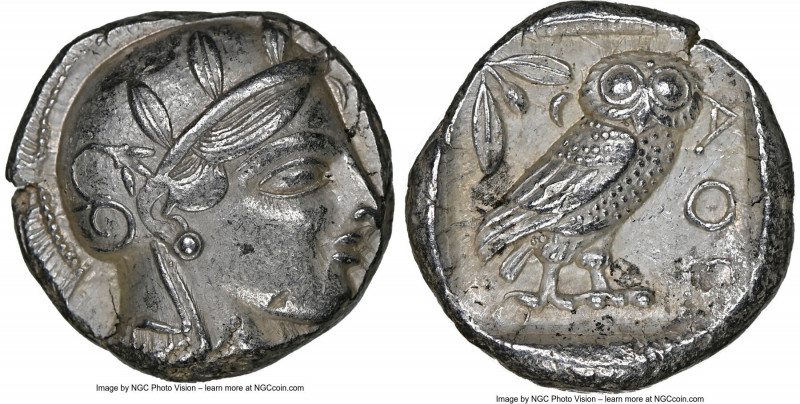ATTICA. Athens. Ca. 455-440 BC. AR tetradrachm (23mm, 17.15 gm, 2h). NGC AU 5/5 ...