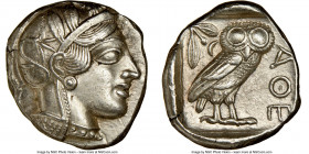 ATTICA. Athens. Ca. 440-404 BC. AR tetradrachm (24mm, 17.19 gm, 6h). NGC Choice AU 5/5 - 4/5. Mid-mass coinage issue. Head of Athena right, wearing ea...