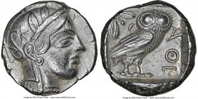 ATTICA. Athens. Ca. 440-404 BC. AR tetradrachm (24mm, 17.16 gm, 8h). NGC Choice AU 5/5 - 4/5. Mid-mass coinage issue. Head of Athena right, wearing ea...