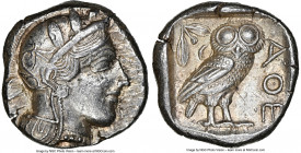 ATTICA. Athens. Ca. 440-404 BC. AR tetradrachm (24mm, 17.19 gm, 7h). NGC AU 5/5 - 4/5. Mid-mass coinage issue. Head of Athena right, wearing earring, ...