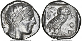 ATTICA. Athens. Ca. 440-404 BC. AR tetradrachm (24mm, 17.09 gm, 10h). NGC AU 5/5 - 4/5. Mid-mass coinage issue. Head of Athena right, wearing earring,...